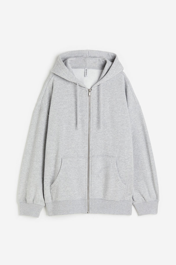 H&M Oversized Hoodiejacke mit Zipper Hellgraumeliert