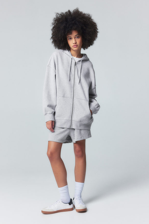 H&M Oversized Zip-through Hoodie Light Grey Marl