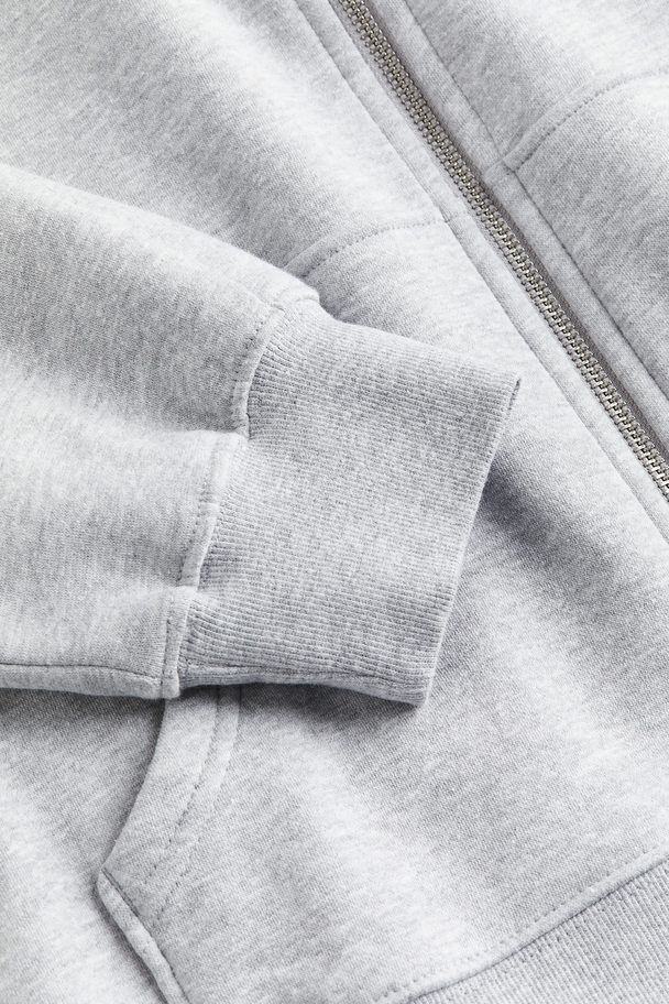 H&M Oversized Hoodiejacke mit Zipper Hellgraumeliert