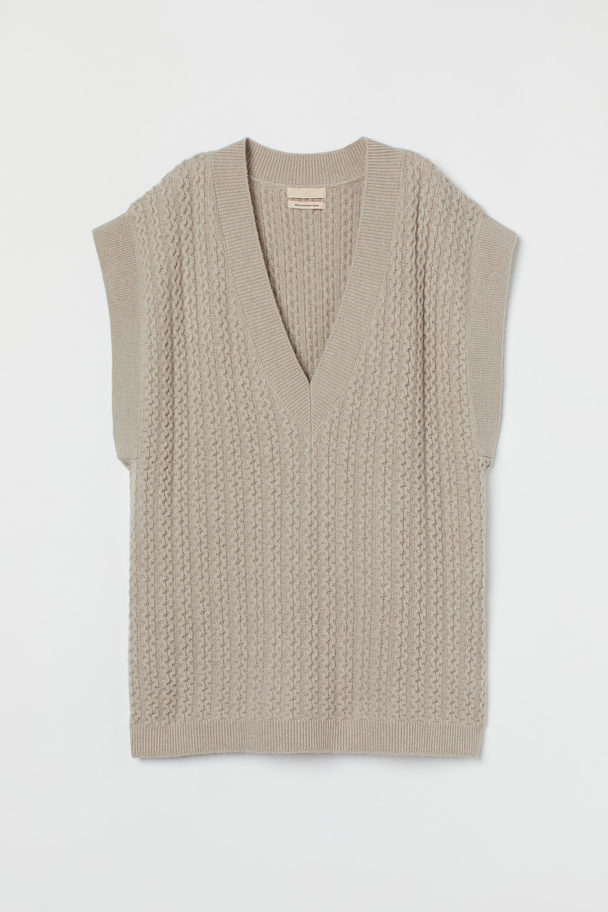 H&M Cable-knit Wool Sweater Vest Light Beige