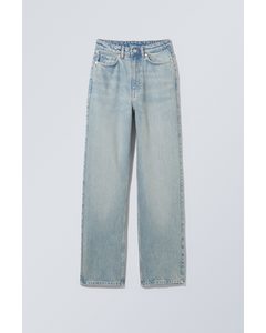 Rowe Ekstrahøje Lige Jeans Blå Med Let Slid