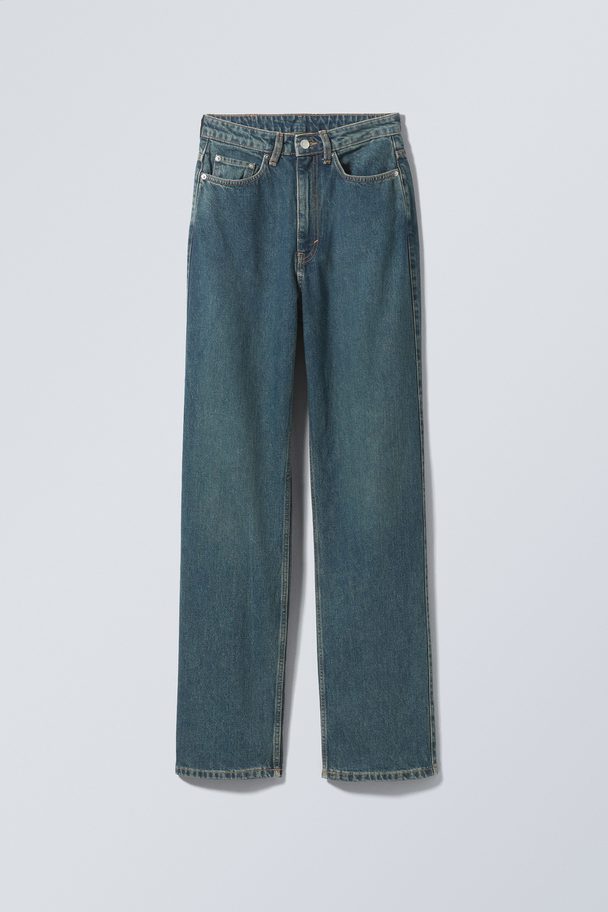 Weekday Rowe Extra High Straight Jeans Green Cast