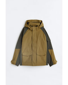 Hooded Shell Jacket Khaki Green/block-coloured
