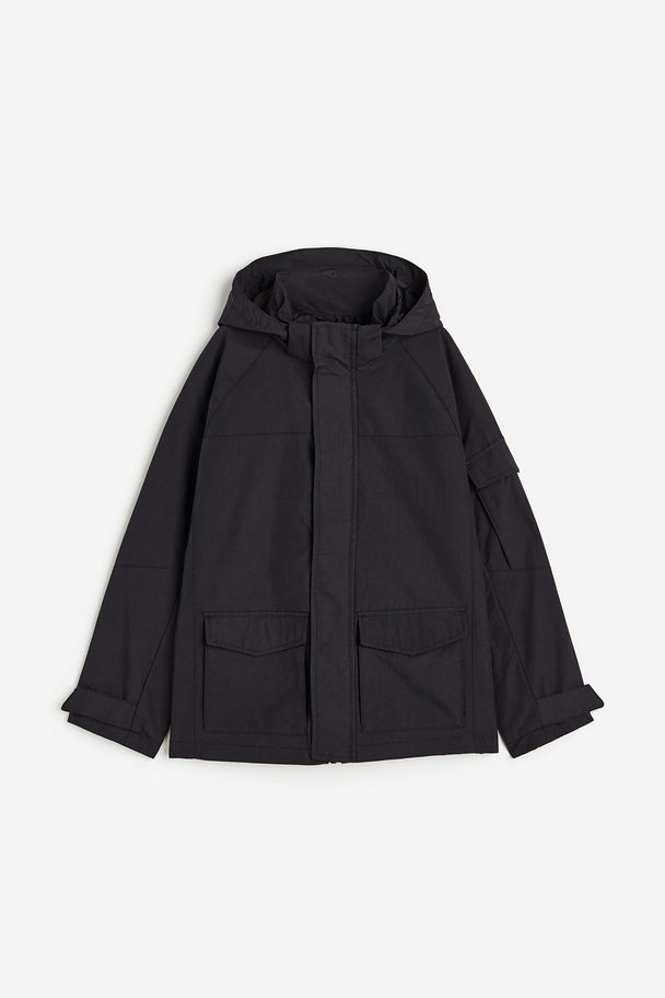 H&M Hooded Shell Jacket Black
