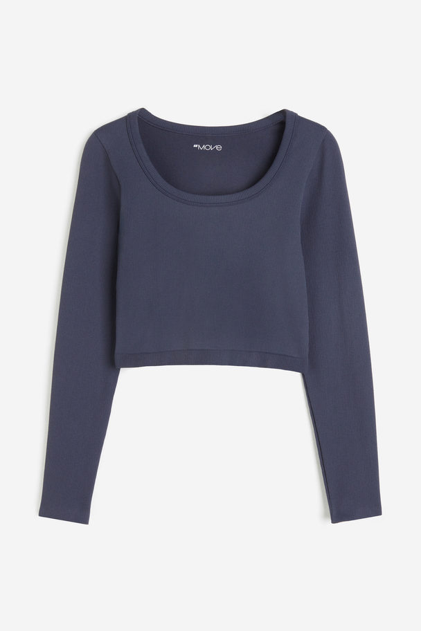 H&M Drymove™ Seamless Cropped Sports Top Steel Blue