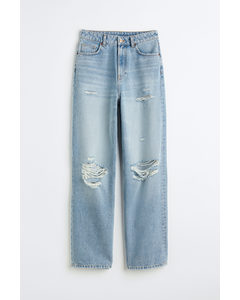 90s Baggy High Jeans Lys Denimblå