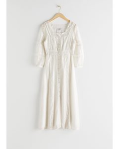 Lace Midi Dress White