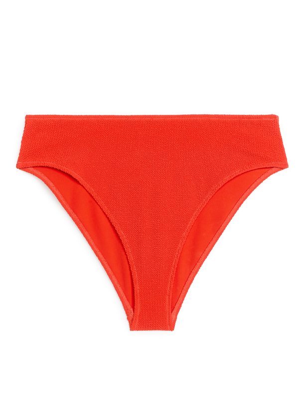 ARKET Mid Waist Crinkle Bikini Bottom Tomato Red