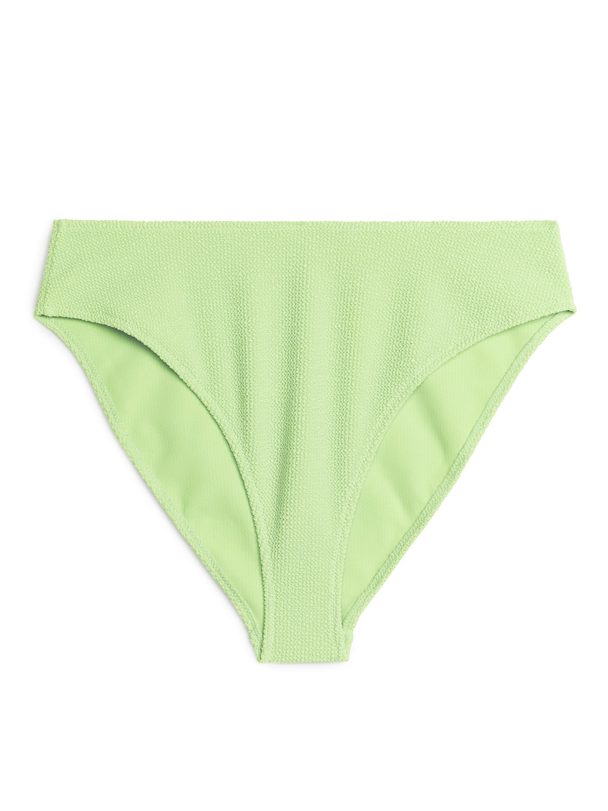 ARKET Mid Waist Crinkle Bikini Bottom Light Green