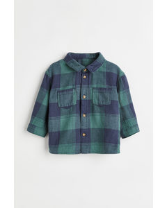 Cotton Flannel Shirt Dark Green/checked