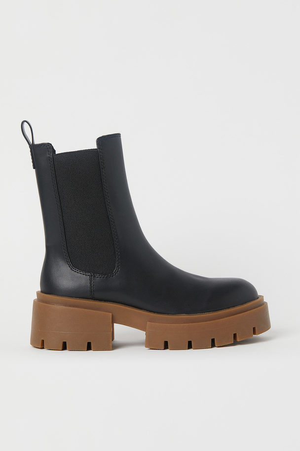 H&M Platform Chelsea Boots Black/dark Beige