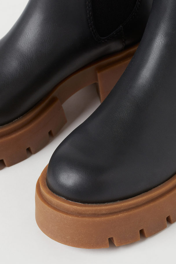 H&M Platform Chelsea Boots Black/dark Beige