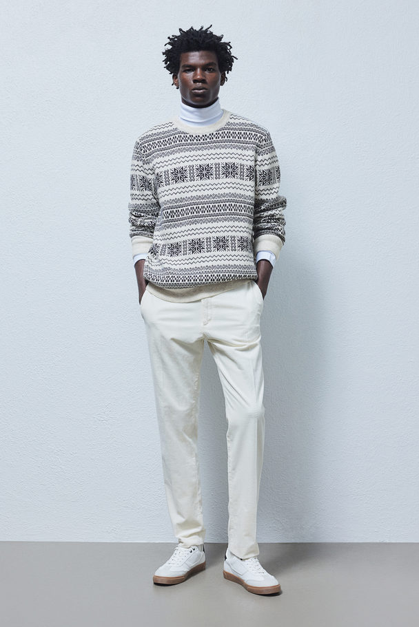 H&M Regular Fit Jacquard-knit Jumper White/patterned