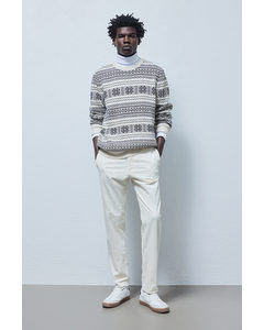 Regular Fit Jacquard-knit Jumper White/patterned