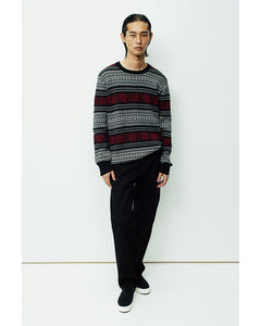 Regular Fit Jacquard-knit Jumper Black/patterned