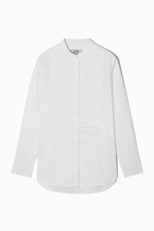 COS Embroidered Tuxedo Shirt White