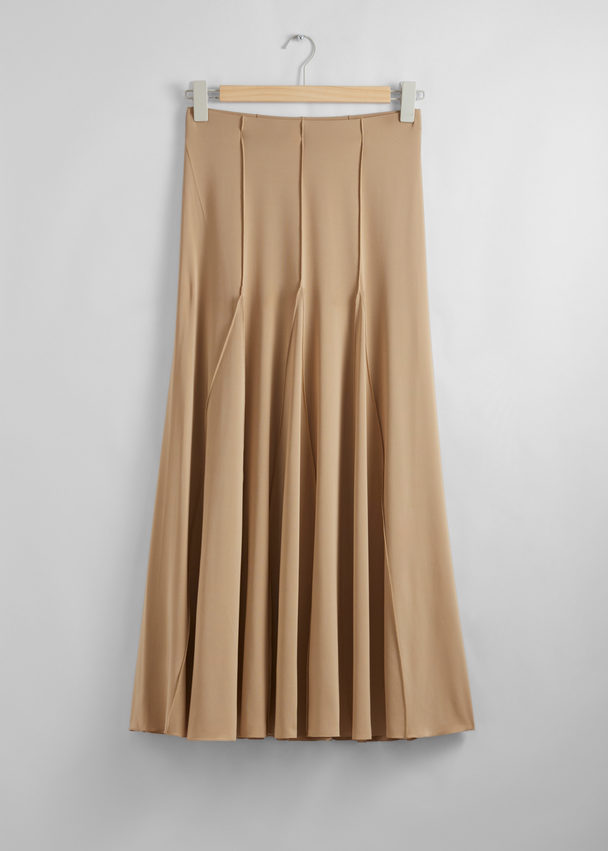 & Other Stories Pleated Midi Skirt Beige