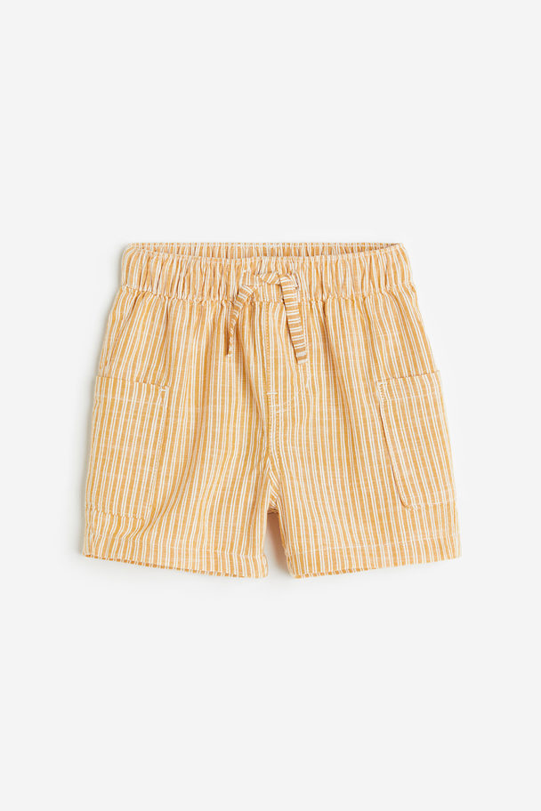 H&M Patch-pocket Shorts Yellow/striped