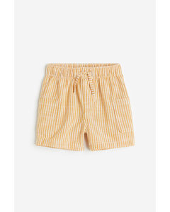 Shorts mit aufgesetzten Taschen Gelb/Gestreift