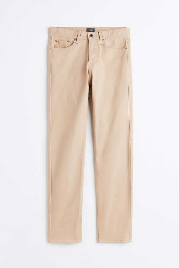 H&M Regular Fit Twill Trousers Beige