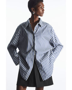 Oversized Waisted Striped Shirt Blue / White / Striped