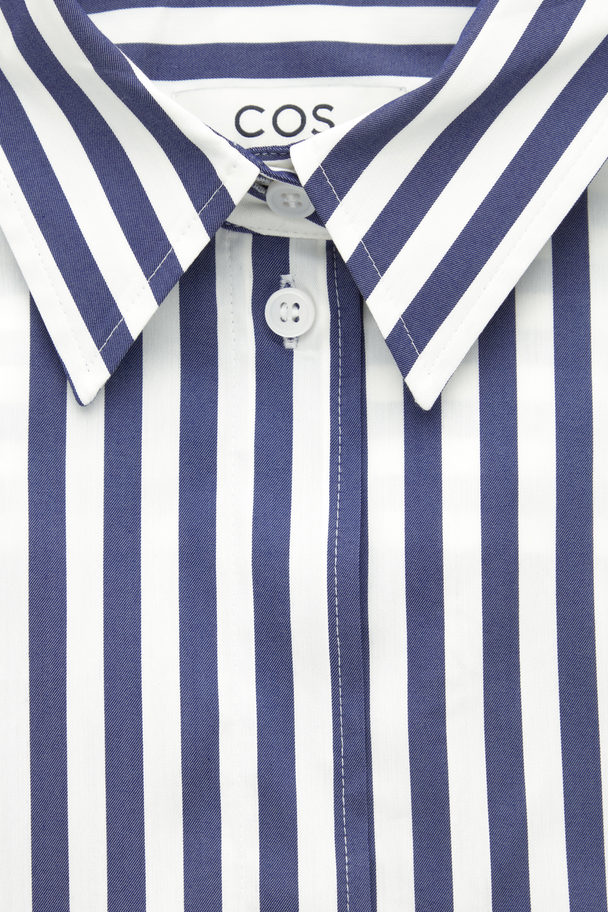 COS Oversized Waisted Striped Shirt Blue / White / Striped