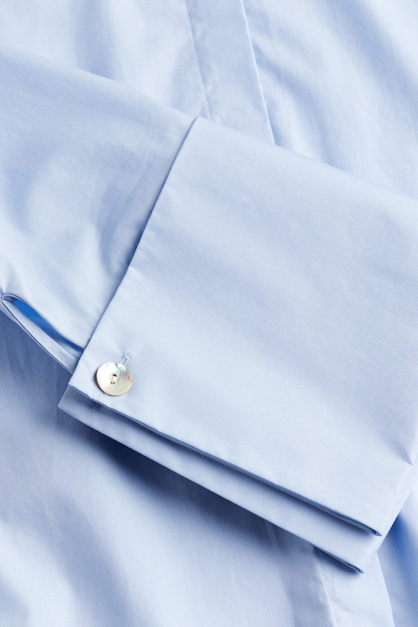 H&M Oversized Bluse mit breiten Manschetten Hellblau