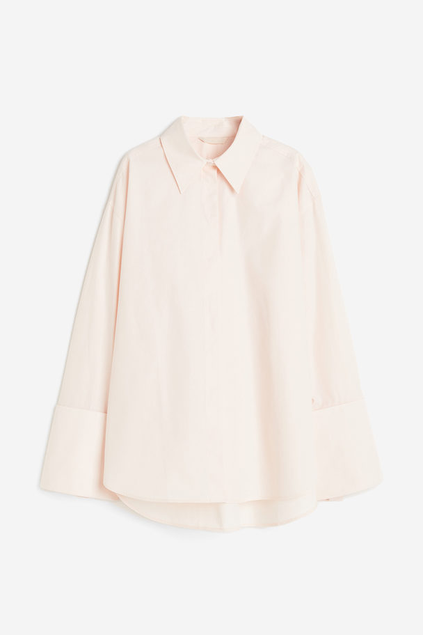 H&M Oversized Wide-cuffed Shirt Powder Pink