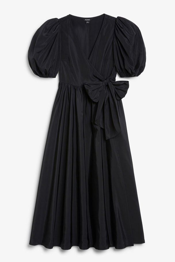 Monki Black Puff Sleeve Wrap Dress Black