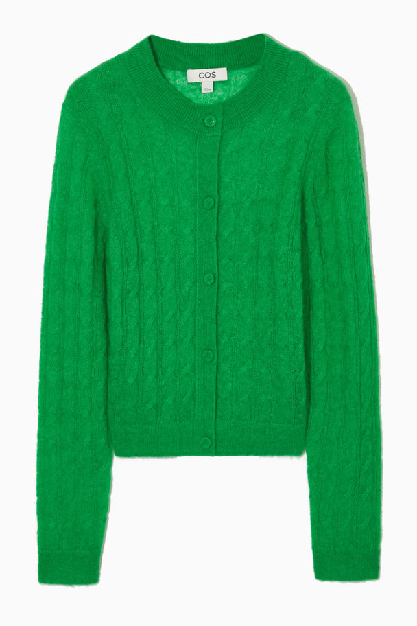COS Cable-knit Mohair Cardigan Bright Green