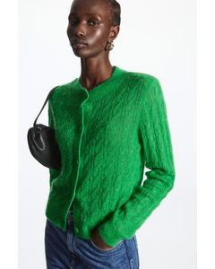 Cable-knit Mohair Cardigan Bright Green