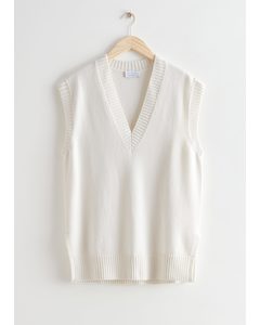Oversized Knit Vest White