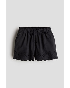 Shorts mit Broderie Anglaise Dunkelgrau