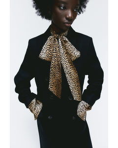Tie-detail Satin Dress Light Brown/leopard Print