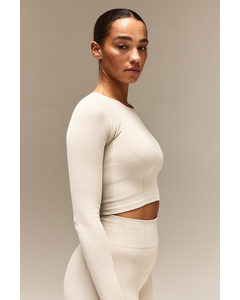 Drymove™ Seamless Cropped Sports Top Light Beige