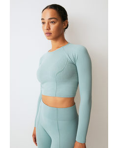Drymove™ Seamless Cropped Sports Top Light Teal