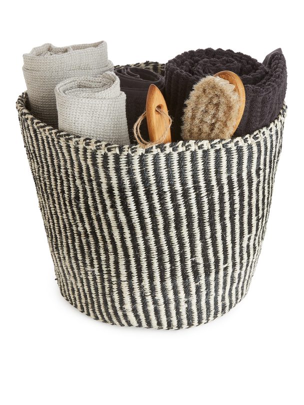 Afroart Afroart Handwoven Storage Basket White/black