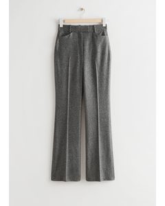 High Waist Wool Trousers Grey Melange