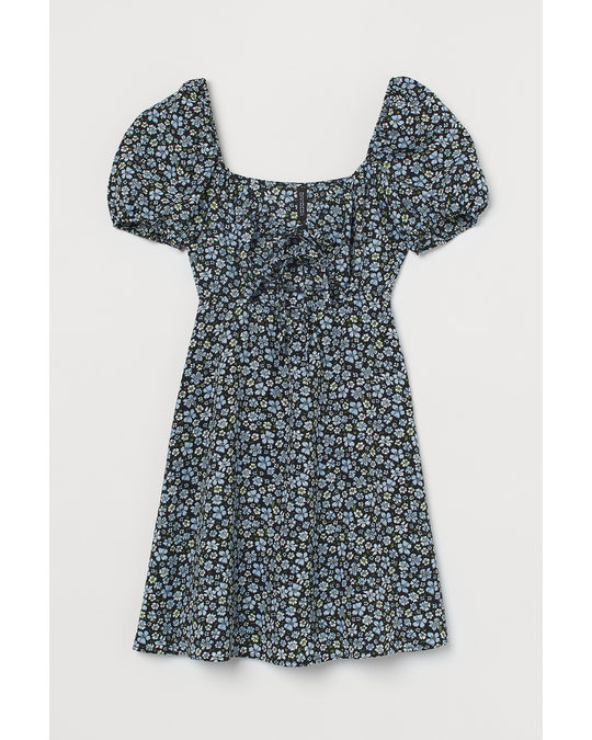 H&M Puff-sleeved Dress Light Blue/floral