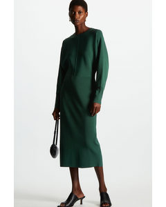 Slim-fit Knitted Midi Dress Dark Green