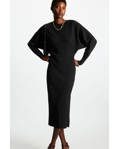 Slim-fit Knitted Midi Dress Black