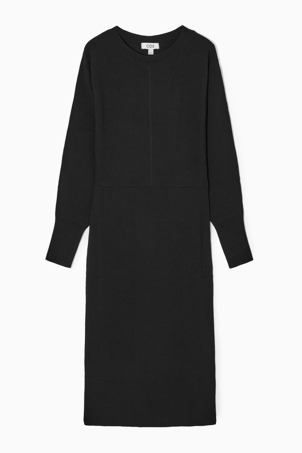 COS Slim-fit Knitted Midi Dress Black