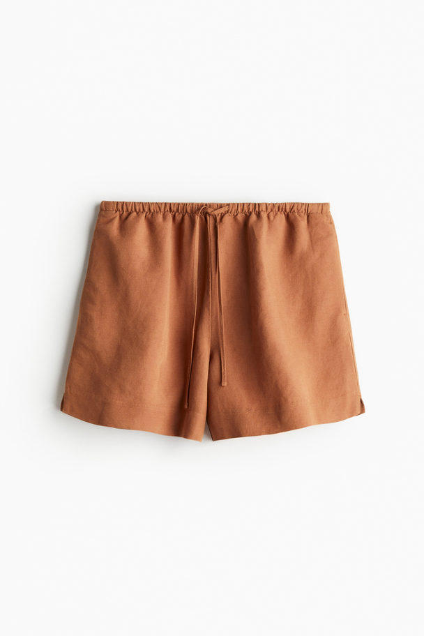 H&M Schlupfshorts aus Leinenmix Braun