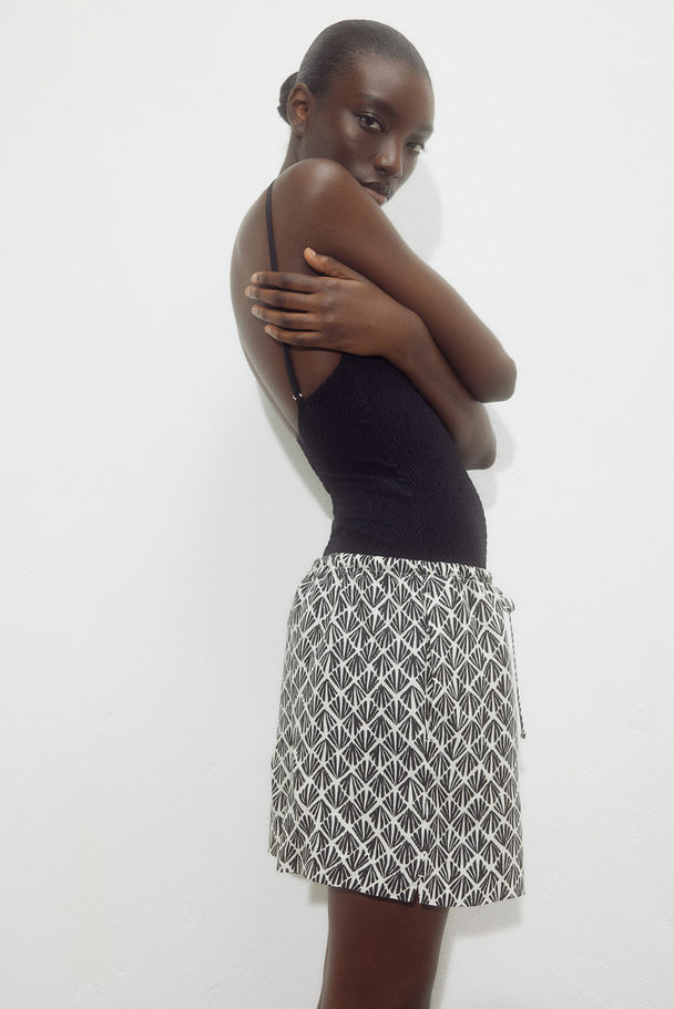 H&M Pull On-shorts I Linmiks Sort/mønstret