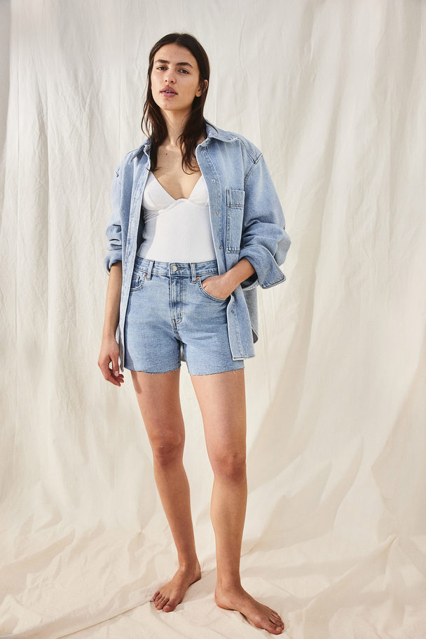 H&M Skinny High Denim Shorts Helles Denimblau