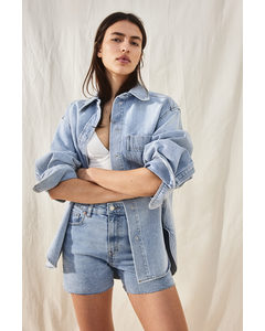 Skinny High Denim Shorts Helles Denimblau