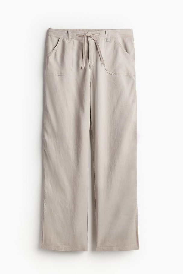 H&M Gerade Hose aus Leinenmix Helles Greige