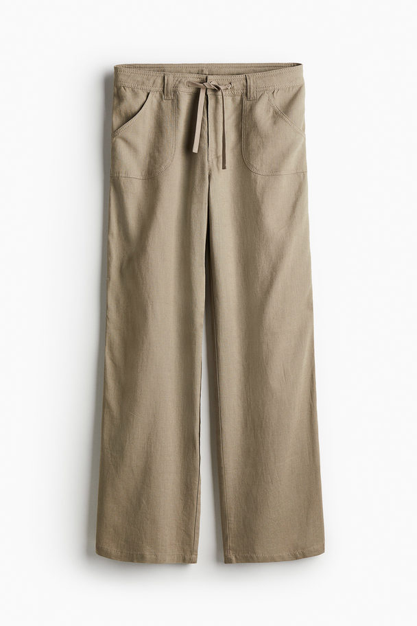 H&M Gerade Hose aus Leinenmix Greige