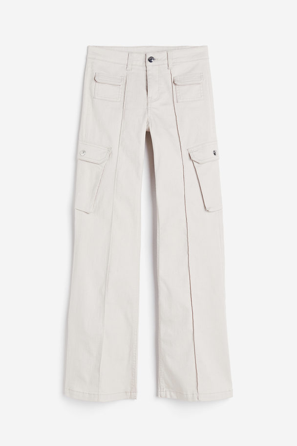 H&M Flared Cargo Trousers Light Beige