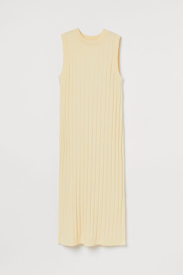 H&M Rib-knit Dress Light Yellow